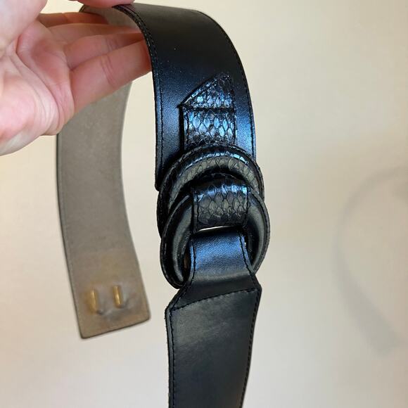 Vintage 80s Christian Dior Black Genuine Leather Wrap Belt Size M/L - Picture 3 of 13